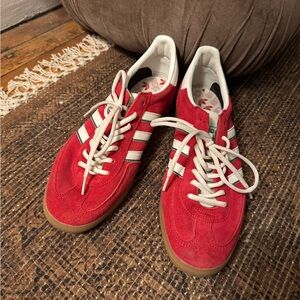 Adidas Samba - Red Suede Sneakers with White Stripes